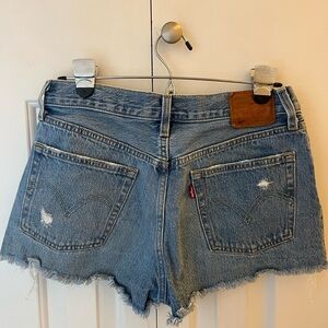 Levi's 501 Blue Distressed Jean Shorts